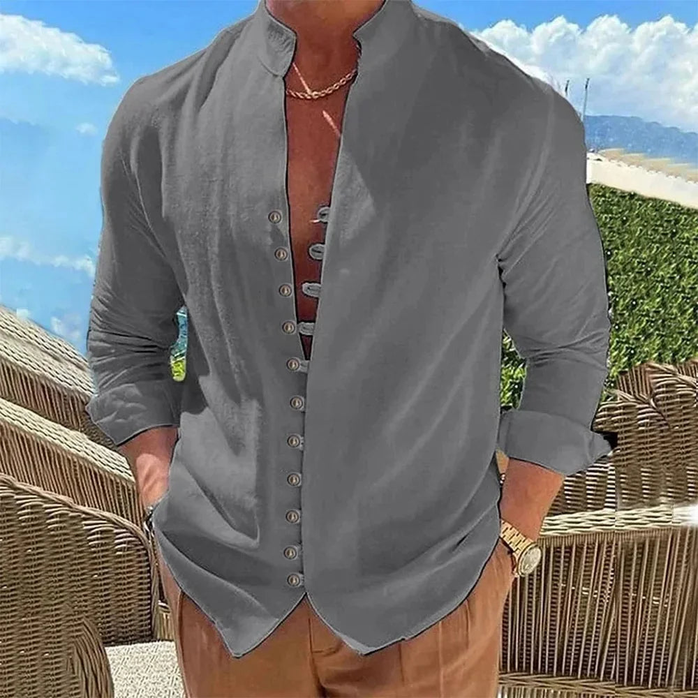 Men’s Solid Color Long Sleeve Shirt