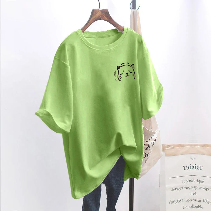 Summer Fashion O Neck Short Sleeve Plus Size T-shirt