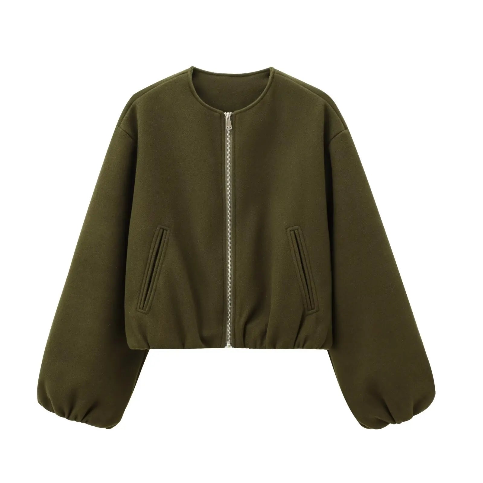 Women’s Retro Round-Neck Bomber Jacket