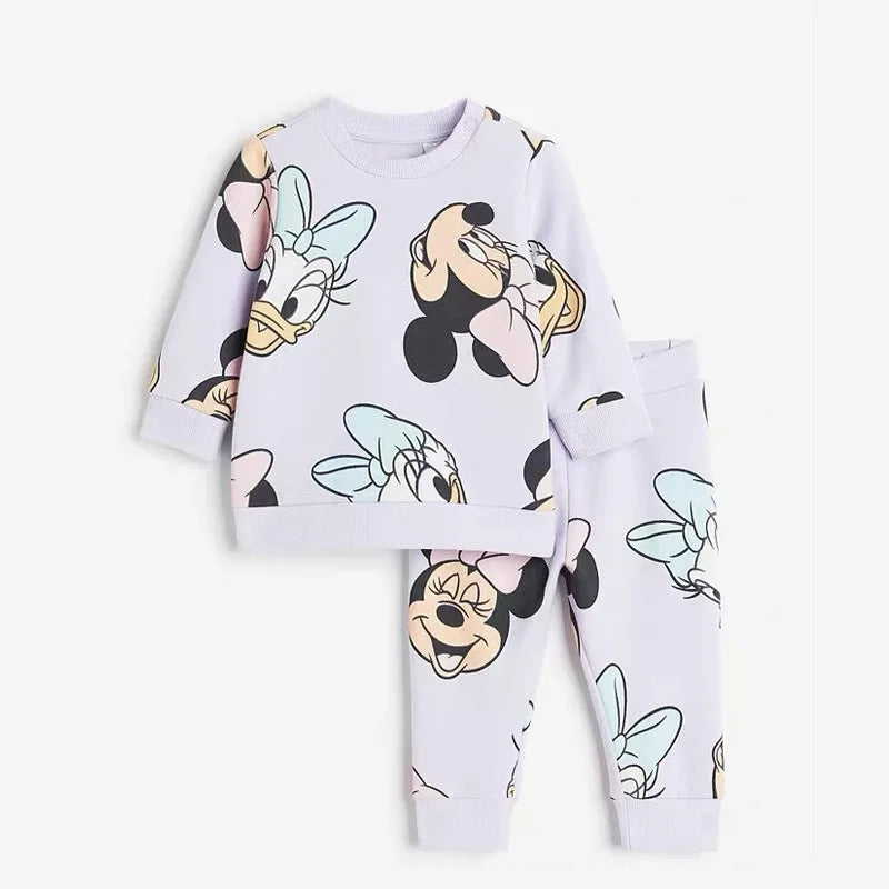 Girls' Spring & Autumn 2-Piece Cartoon Fashion Set