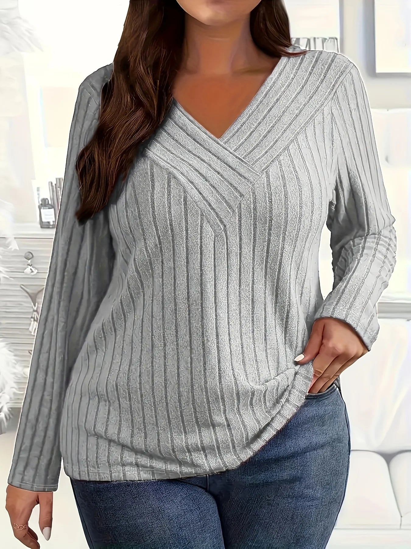 Women’s Plus-Size Loose Long-Sleeve T-Shirt