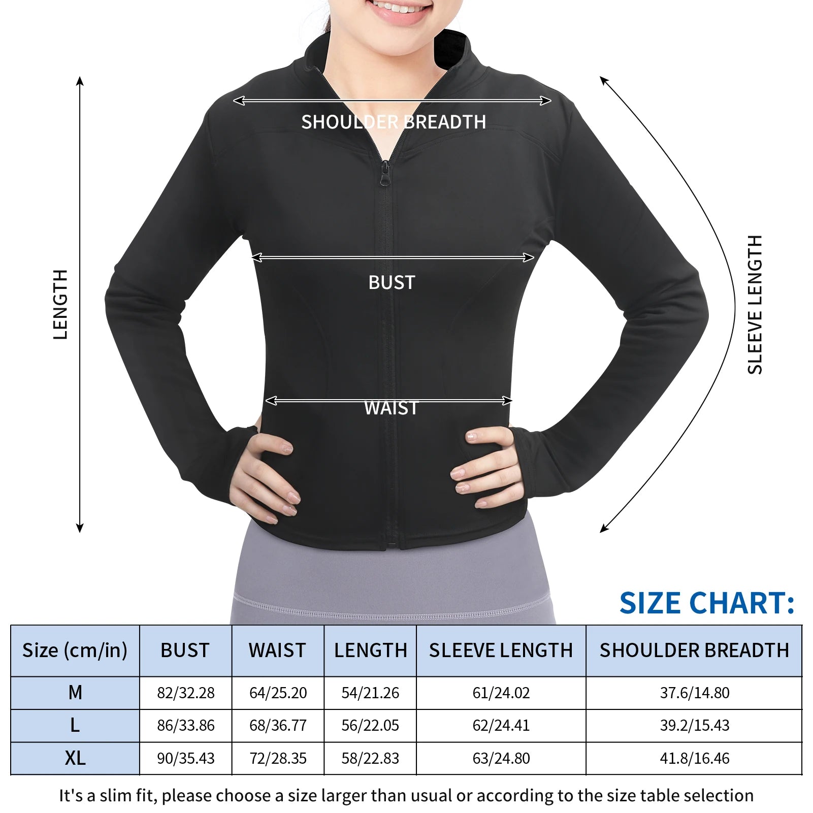 Women's Workout Jacket with Thumb Holes Fit tops