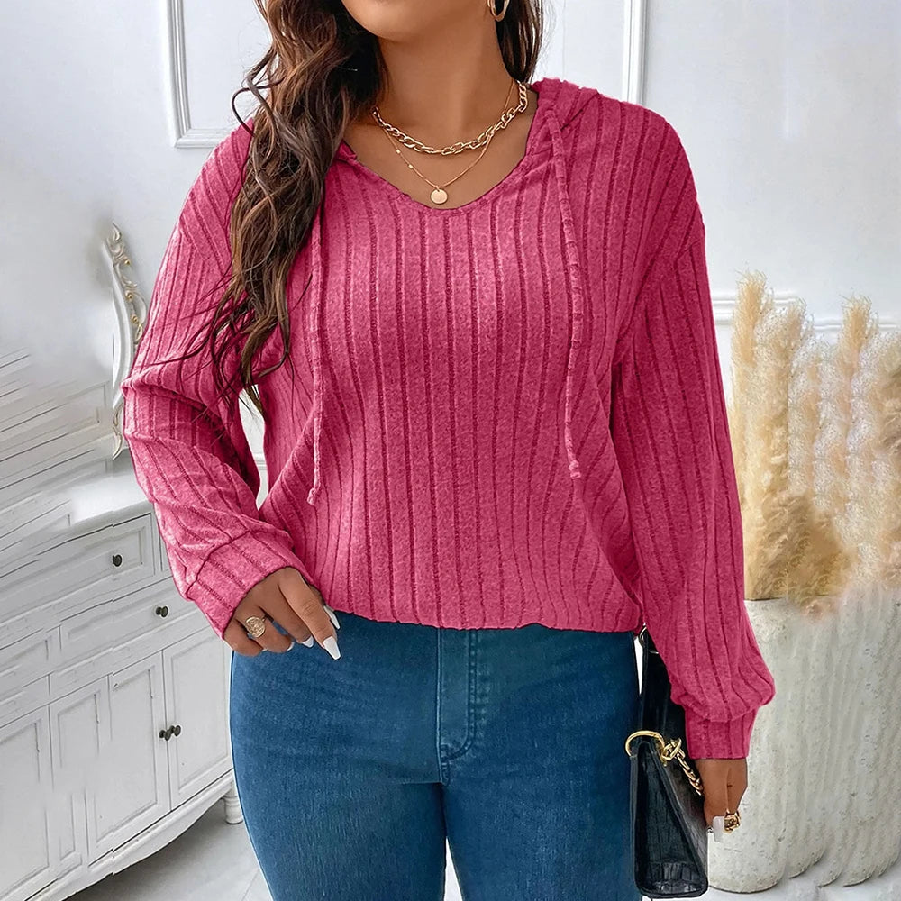 Long Sleeve Hooded Plus Size T -shirt