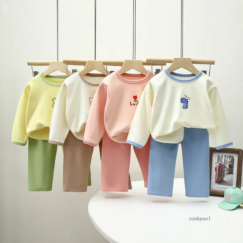 Autumn Pajamas Girls Long Sleeve Two-piece Clothing Set