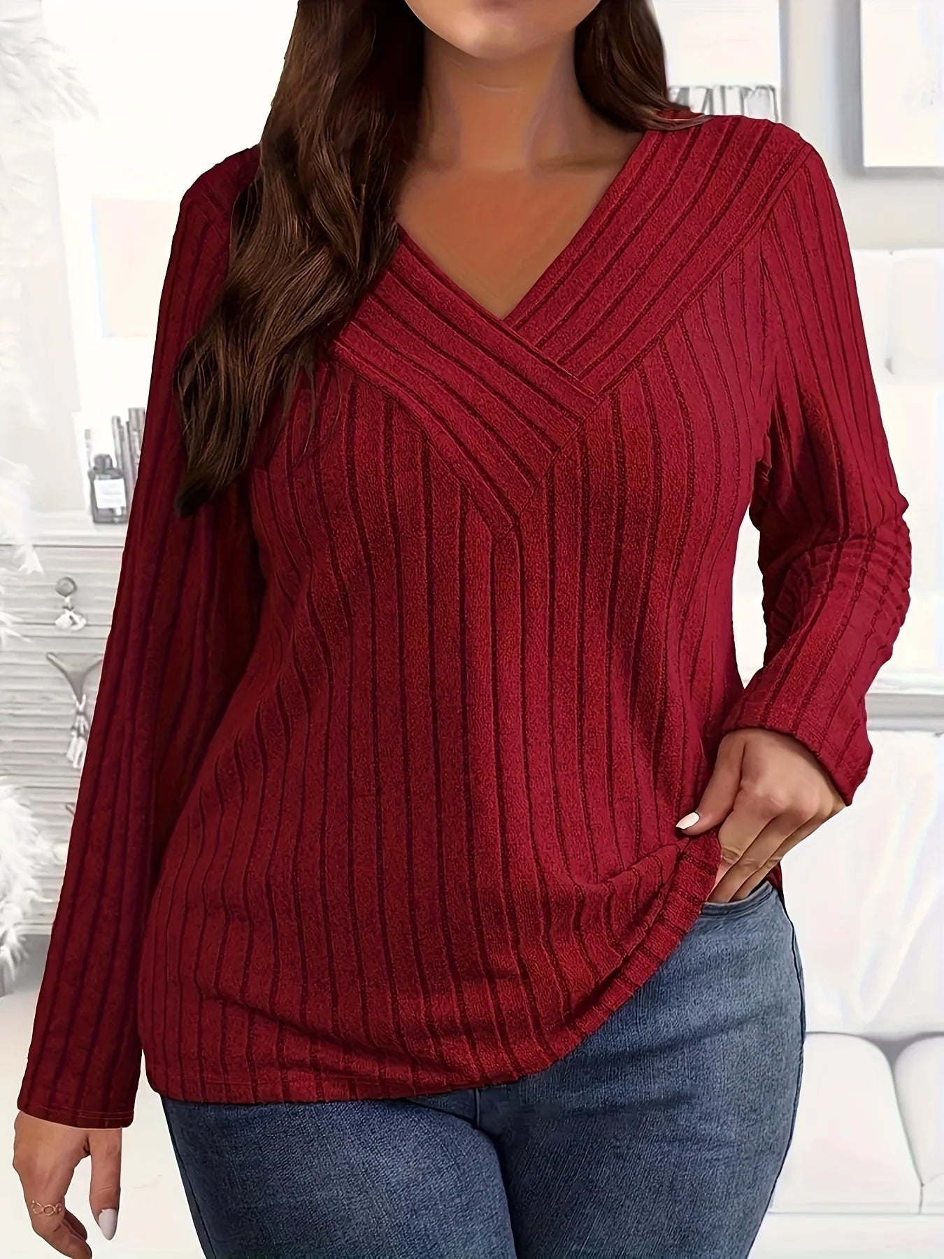 Women’s Plus-Size Loose Long-Sleeve T-Shirt