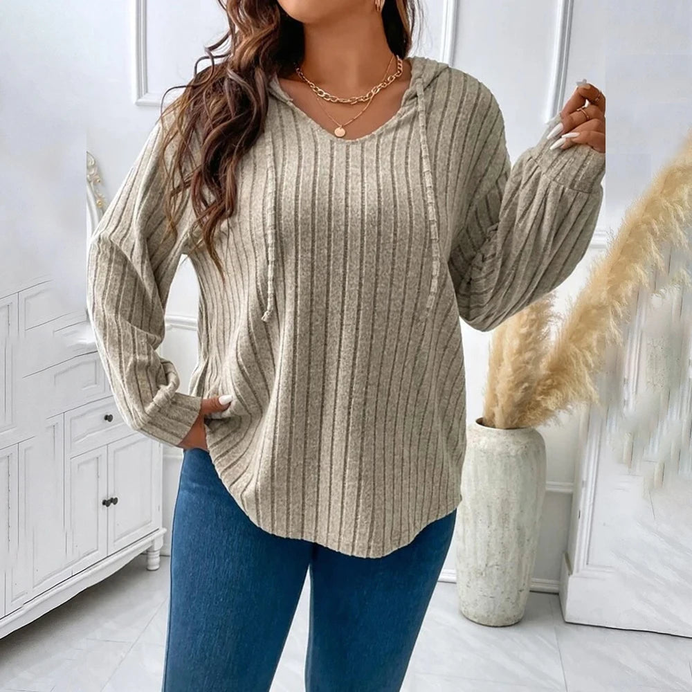 Long Sleeve Hooded Plus Size T -shirt