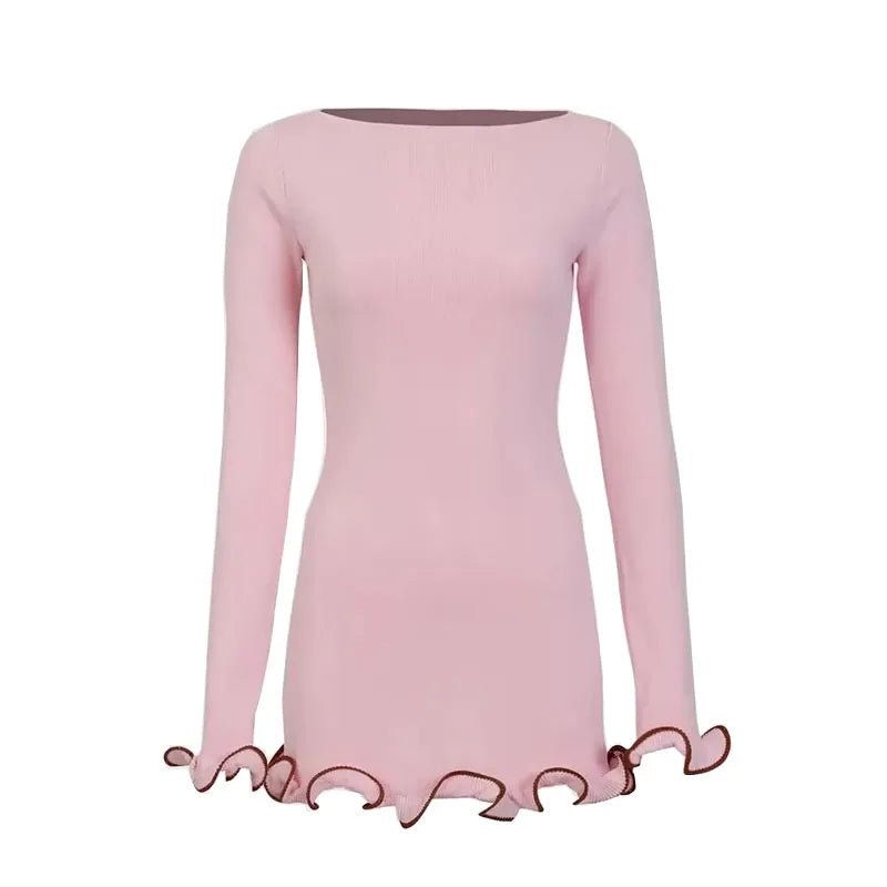 Sexy Tight Ruffled Knit Dress