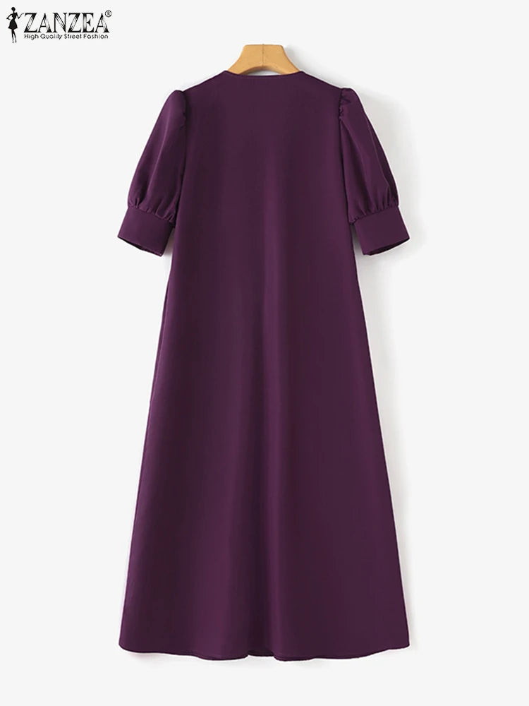 ZANZEA Fashion V-neck Pleated Dresses