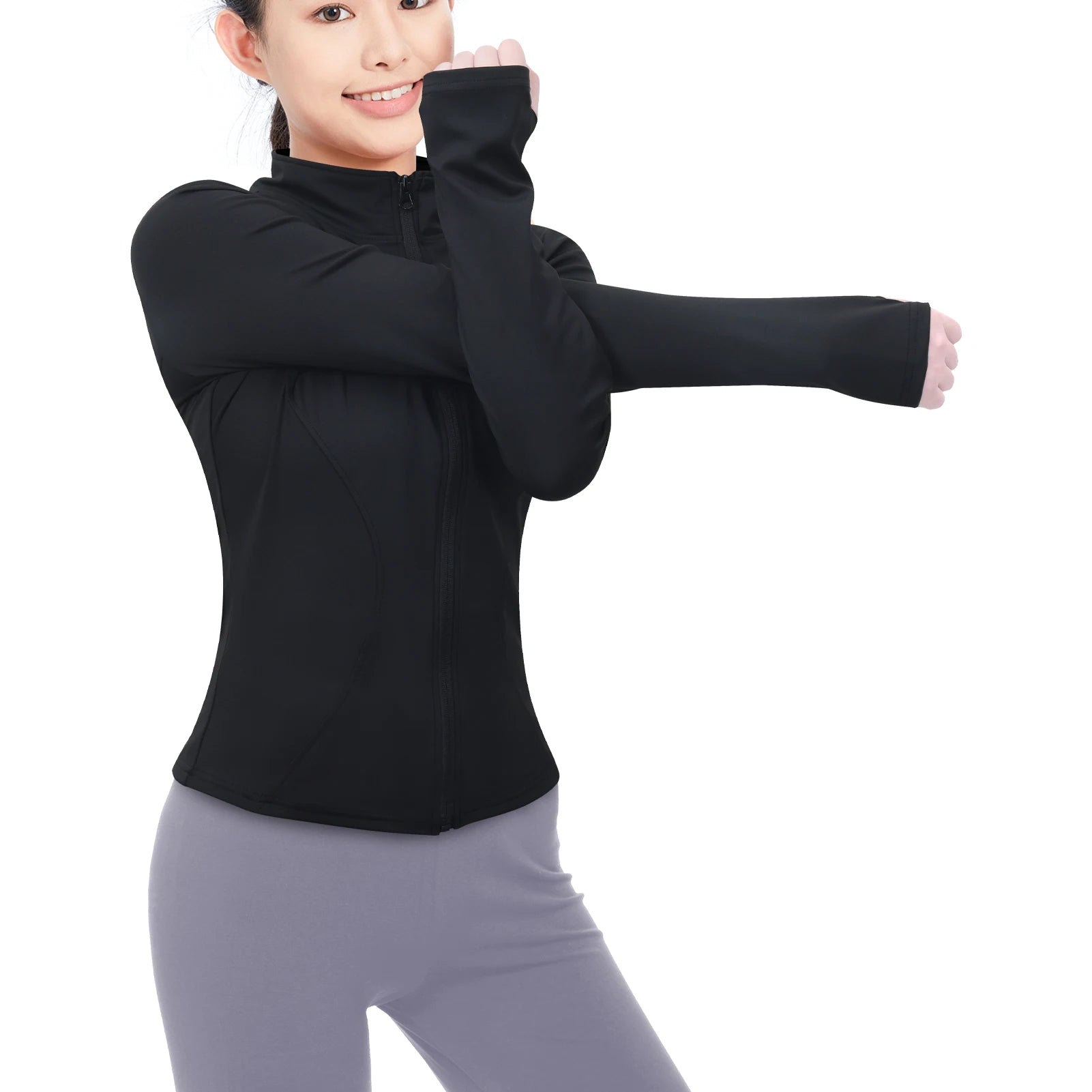 Women's Workout Jacket with Thumb Holes Fit tops