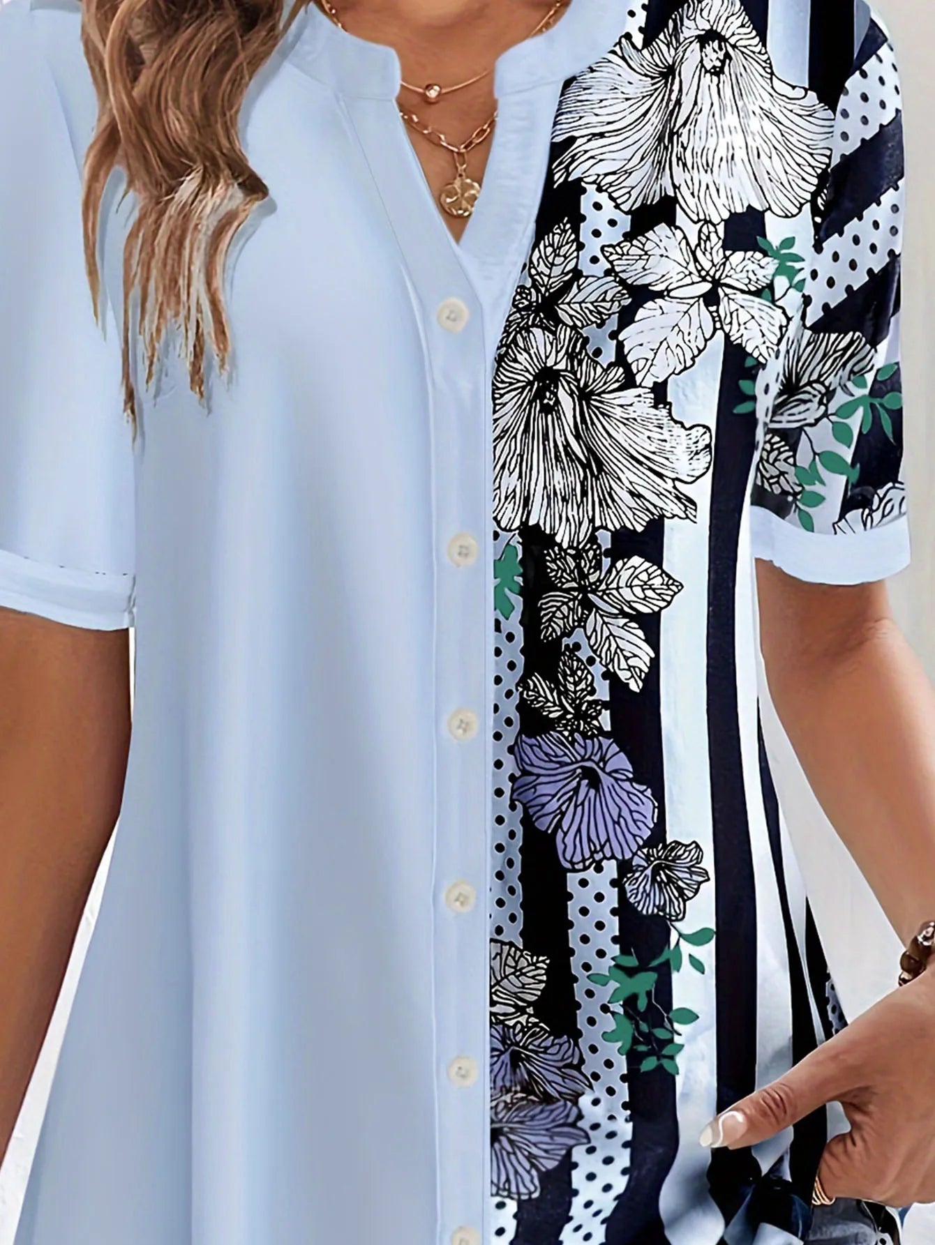 Plus Size Striped Print Blouse