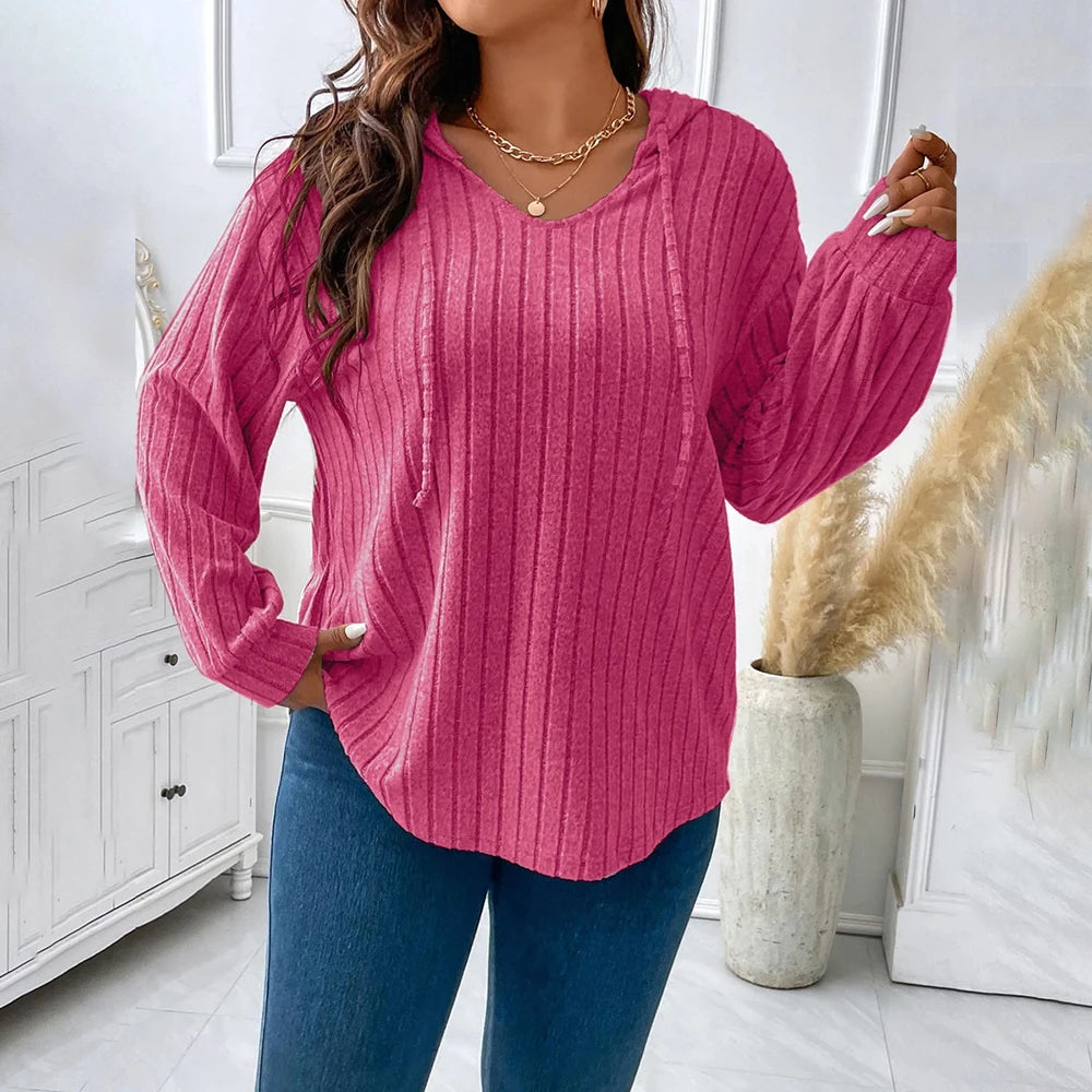 Long Sleeve Hooded Plus Size T -shirt