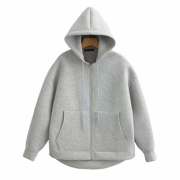 Women’s Gray Hooded Casual Jacket