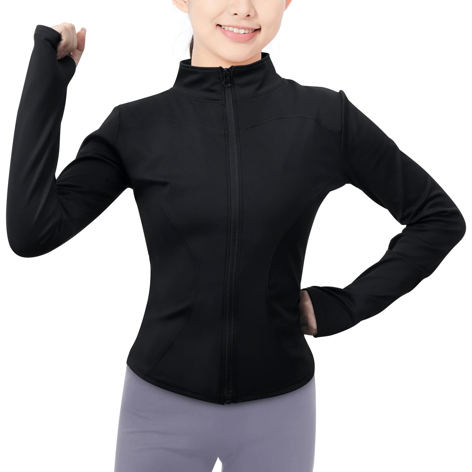 Women's Workout Jacket with Thumb Holes Fit tops