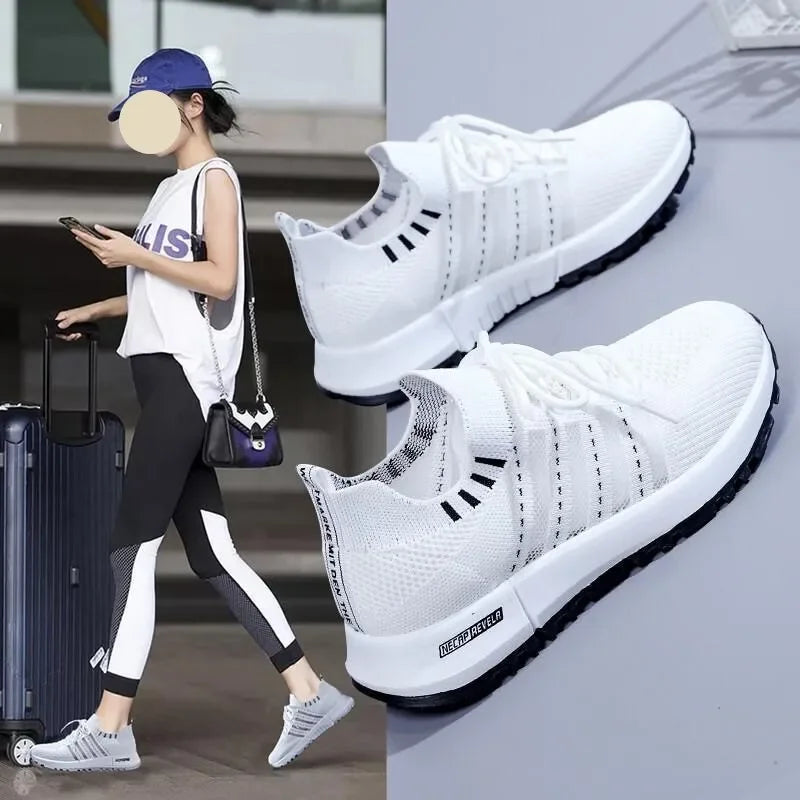 Breathable Walking Mesh Flat Shoes Sneakers \